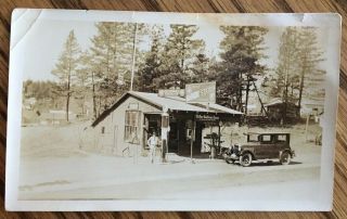 Antique 1930s Photograph Of California Service Station Visible Gas Pump
