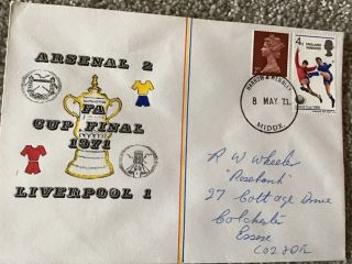 Rare Football First Day Cover 1971 Fa Cup Final Arsenal V Liverpool