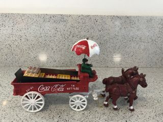 Rare Coca Cola Cast Iron Horse Drawn Wagon Bottles Vintage Heavy Metal Delivery