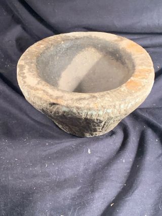 Early Antique,  Perhaps Ancient Hand Carved Stone Bowl Or Mortar - Very Old 2