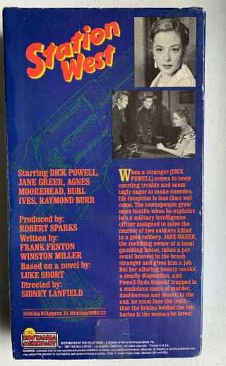 RARE Vintage VHS “Station West” Dick Powell Jane Greer Burl Ives 1987 FOX Movie 2