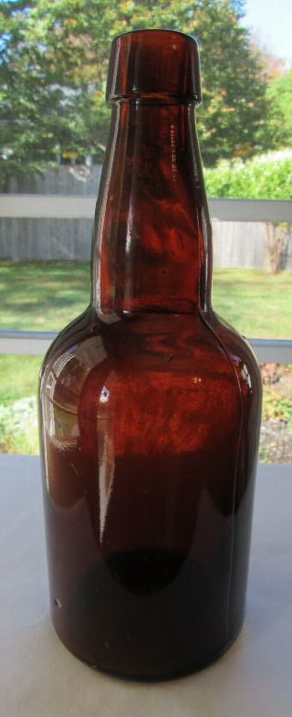 Antique Anheuser Bush A.  B.  Co.  Amber Beer Malt Squat Base Embossed Bottle
