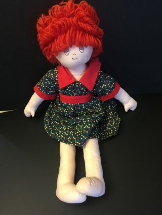 Vintage Hand Made Cloth Doll With Embroidered Face.  Yarn Hair.  Sweet Face