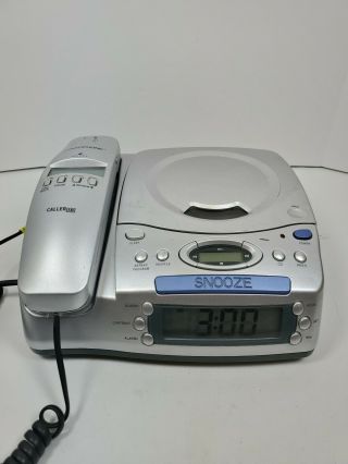 Conair Phone Cid502 Clock Radio With Caller Id Cd Player Silver Gray Rare Retro