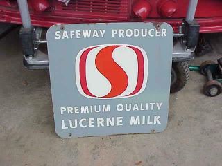 Vintage Porcelain Dairy Sign Safeway Lucerne Milk Farm Rare Double Sided