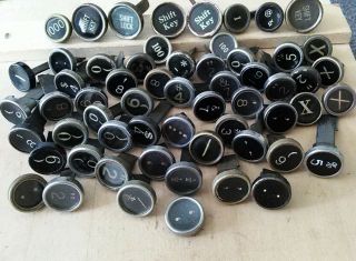 59 Black Typewriter Keys - Symbols & Numbers - Mixed - A Few X 