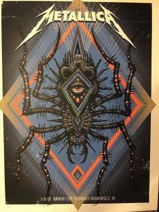 Metallica Rare Concert Poster Artist Print Autograph Indy 2019 20/70 Jeff Soto