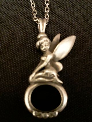 Rare Vintage Sterling Silver 925 Disney Tinkerbell 3d Pendant & 925 18 " Chain