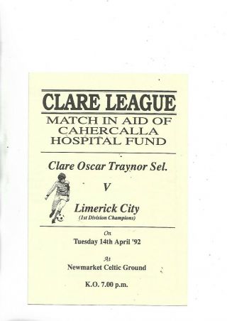 14/4/92 Very Rare At Newmarket Celtic Clare County Select V Limerick