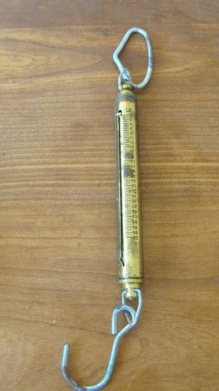 Vintage Chatillon Brass Hand Held Spring Scale Model In - 50 N.  Y.  - Usa,  50lb/25kg