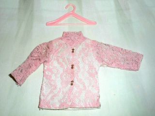 Vintage Barbie Mod Clone Shillman Pink Lace Blouse W/ All Buttons Lined Bodice