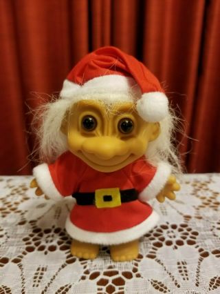 Vintage Russ Troll Doll 4 " Santa Claus Christmas Troll Doll