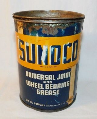 Rare 1937 Sunoco Sun Oil Co Automotive Lubricant Advertising Oil Can