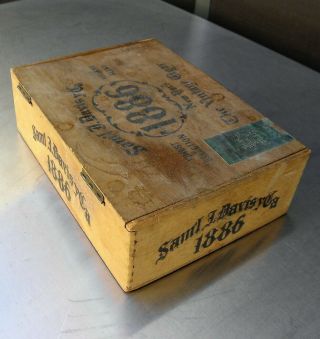 Antique Wood Cigar Box Sam ' l J.  Davis y Ca 1886 York Glaser Bros Dist. 3