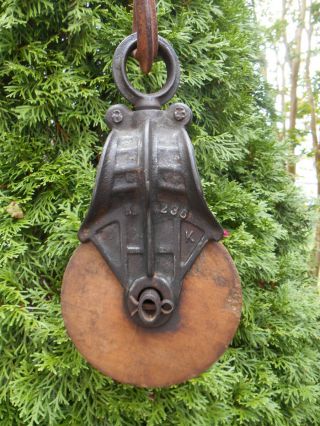 Antique Cast Iron Pulley Farm Barn Primitive Tool Rustic Myers?