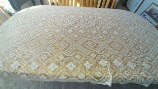 Antique Crochet Lace Tablecloth Table Cloth 56x53 Vintage Bedspread Bed Spread