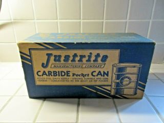 Antique Justrite Coal Mine Miners Carbide Pocket Can Carton