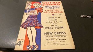 West Ham Hammers V Cross Rangers - - Speedway Programme - - - 2nd July 1935 - - - Rare