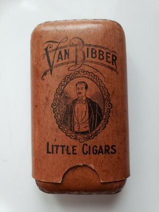Antique 19th C.  Van Bibber Little Cigars Pasteboard Cigar Sleeve Case Box