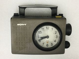 Sony Icf - Ca5v Am Fm Portable Radio Clock Alarm - Great Rare