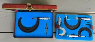 Very Rare Central Tool Co.  4 Piece Micrometer Set In Millimeters,  With Case