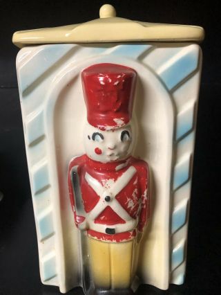 Vintage American Bisque Usa Toy Soldier Guard Cookie Jar 743 Rare Red Soldier