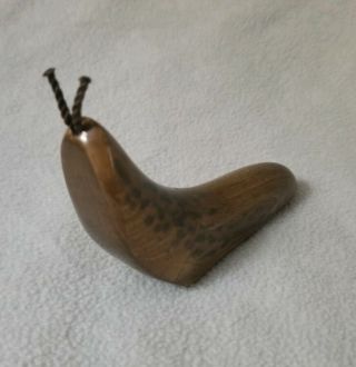 My Pet Slug Ken Bakeman Vintage 1986 Handcrafted Carved Wooden Slug Ornament