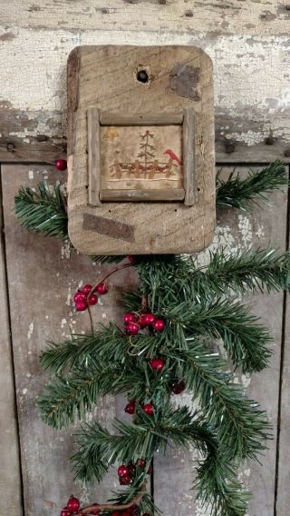 Early Inspired Primitive Handstitched Sampler Christmas Tree Cardinal Garland