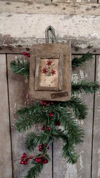 Early Inspired Primitive Handstitched Sampler Christmas Poinsettia