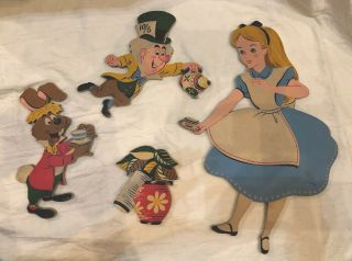 Rare Vintage 1951 Dolly Toy Co Disney Pin - Ups Alice In Wonderland Mad Hatter