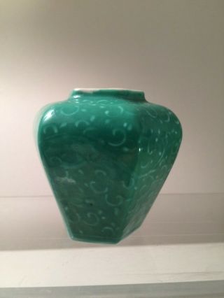 Antique Chinese Porcelain Green Glaze Small Vase Dragon Republic Period