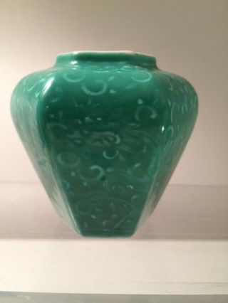 Antique Chinese Porcelain Green Glaze Small Vase Dragon Republic Period 2