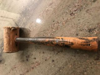 Vintage Antique Leather Rolled Rawhide Mallet Hammer With Wood Handle
