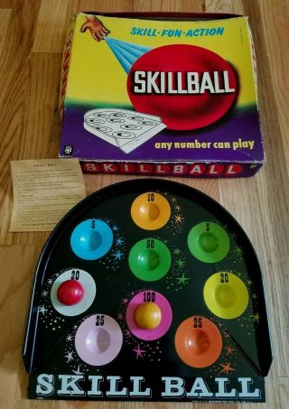 Skillball Game 2201 Pressman Co Metal Vintage Rare Skeeball Orig Box & Instruct