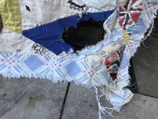 Vintage Antique Quilt Top: Crazy Quilt Repair Or Salvage Cutter Quilt Scraps 2