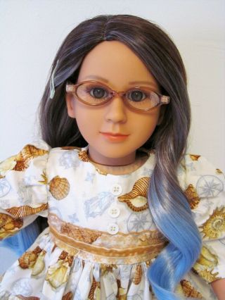 My Twinn Doll Custom Audrey Chocolate Brown Eyes Blue Coconut Wig