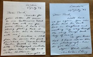 Two (2) Autograph Letters Of Actor Nicholas Clay " Lancelot " In Excalibur.  Rare