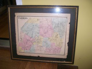 Map Antique Town Of Carmel,  N.  Y.  Putnam Cty.  Hand Colored In Frame