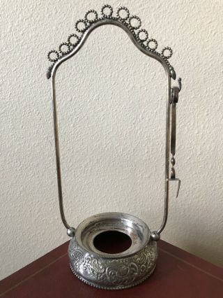 Antique Quadruple Silver Plated Pickle Castor Jar Holder With Fork - Stand Only