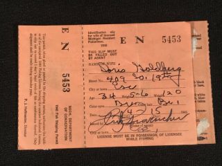 Vtg 1948 Michigan Resident Fishing License