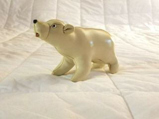 Rare Polar Bear Leather Toy Figure Vintage 1950 