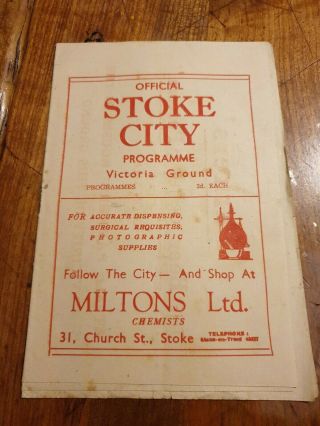 Preston North End Vs Stoke City Feb 1947 Football Programme Rare