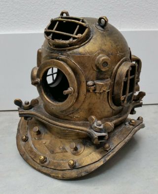 Antique Brass Style Us Navy Mark V Diving Diver Helmet Decorative Nautical Decor
