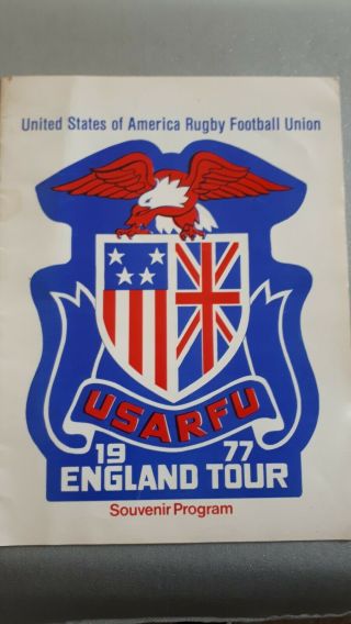 England Tour By Usa 1977 Rugby Programme Rare