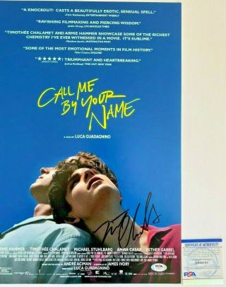 Rare Timothee Chalamet Signed Call Me By Your Name 12x18 Exact Proof Psa/dna