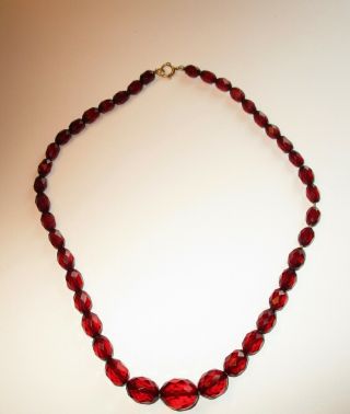 Antique Faceted Cherry Amber Necklace