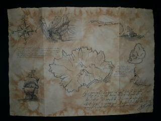 Rare 18th Century (pirates) Handcrafted Map 1722 With O.  Levasseur Cited