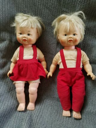Vintage Twins Kaysam American Blonde Boy And Girl Baby Doll 1961 Twin Dolls