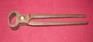 Antique Blacksmith/farrier End Nippers Made By Heller Bros - 10 - 7/8 "