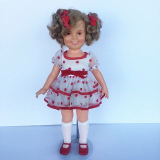 Ideal Vtg 1972 Shirley Temple Doll 16 " Vinyl Stand Up Cheer Red Polka Dot Dress